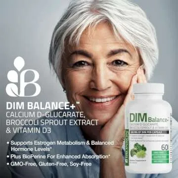 Bronson DIM Balance+ Calcium D-Glucarate, Broccoli Sprouts and Vitamin D3 200 MG of DIM per Capsule Supports Estrogen Metabolism and Balanced Hormone Levels Non-GMO, 30 Vegetarian Capsules