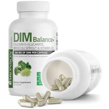 Bronson DIM Balance+ Calcium D-Glucarate, Broccoli Sprouts and Vitamin D3 200 MG of DIM per Capsule Supports Estrogen Metabolism and Balanced Hormone Levels Non-GMO, 30 Vegetarian Capsules