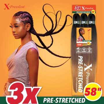 Sensationnal Braids XPRESSION 3X Pre-Stretched Braid 58 inches (5-pack, 1B)