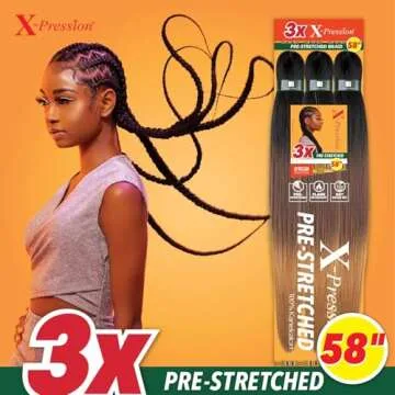 Sensationnal Braids XPRESSION 3X Pre-Stretched Braid 58 inches (5-pack, 1B)