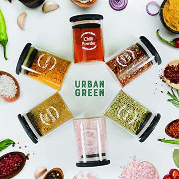 Urban Green Glass Food Storage Canisters - 12 Set of 6oz