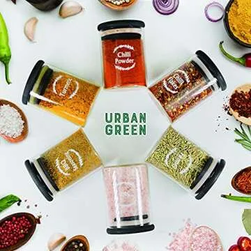 Urban Green Glass Food Storage Canisters - 12 Set of 6oz