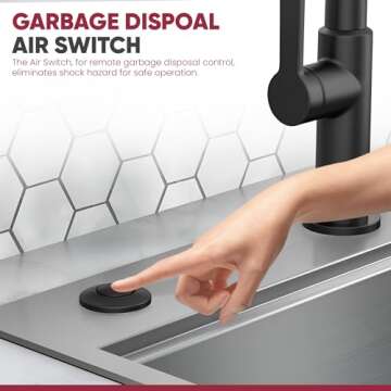 Westbrass ASB-19 Sink Top Waste Disposal Air Switch and Single Outlet Control Box, Flush Button, 1-Pack, Champagne Bronze