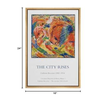 IDEA4WALL Framed Canvas Print Wall Art The City Rises Master Artist Umberto Boccioni Nature Wilderness Oil Painting Impressionism for Living Room, Bedroom, Office - 16"x24" Natural