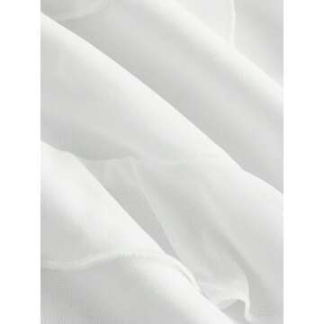 MakeMeChic Women's Elegant V Neck Ruffle Trim Cocktail Dress Spaghetti Strap Asymmetrical Hem Midi Dress White S