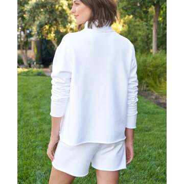 Yioaga 2 Piece Sets for Women Casual Nantucket Travel Set Long Sleeve Patrick Pullover Sweatshirt Shorts Comfy Outfits(White,L), Large