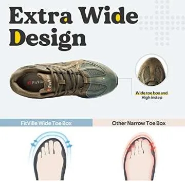 FitVille Wide Walking Shoes for Men Wide Width Sneakers for Flat Feet Arch Fit Heel Pain Relief - Re...