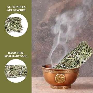 Soul Sticks 1 Pack 9 Inch Rosemary Sage Smudge Stick with Starter Guide | Floral Home Sage | House B...