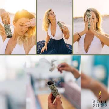 Soul Sticks 1 Pack 9 Inch Rosemary Sage Smudge Stick with Starter Guide | Floral Home Sage | House Blessing | Sage for Cleansing House | Sage for Smudging and Negative Energy | Big Sage Smudge Stick