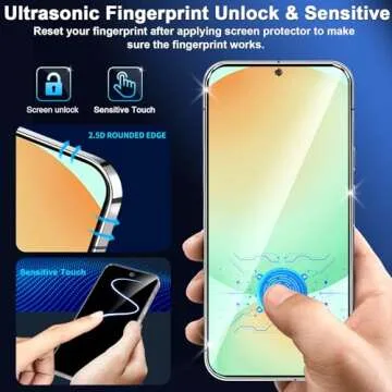 3 Pack Glass Screen Protector for Samsung Galaxy S24 FE [6.7 inch] + 3 Pack Camera Lens Protector, 9H Tempered Glass, Fingerprint Unlock, HD Clear Case Friendly Anti-Scratch