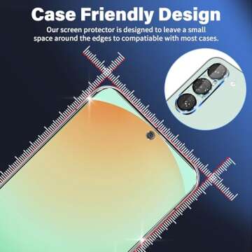 3 Pack Glass Screen Protector for Samsung Galaxy S24 FE [6.7 inch] + 3 Pack Camera Lens Protector, 9H Tempered Glass, Fingerprint Unlock, HD Clear Case Friendly Anti-Scratch