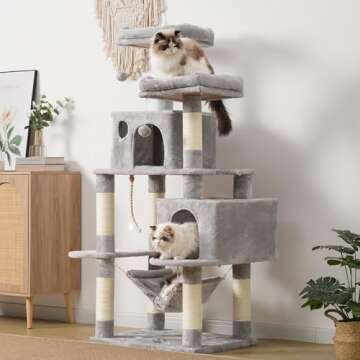 Hey-brother Large Multi-Level Cat Tree Condo Furniture with Sisal-Covered Scratching Posts, 2 Bigger...