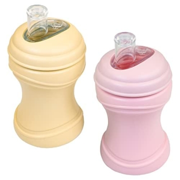 Re-Play 8oz Pack of 2 Transition Sippy Cups for Baby Toddler, Medical Grade Silicone Soft Spout & Tr...