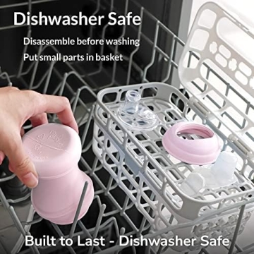 Re-Play 8oz Pack of 2 Transition Sippy Cups for Baby Toddler, Medical Grade Silicone Soft Spout & Travel Lid, Easy to Hold Hourglass Shape, Made in USA from Recycled Milk Jugs - Lemondrop/Ice Pink