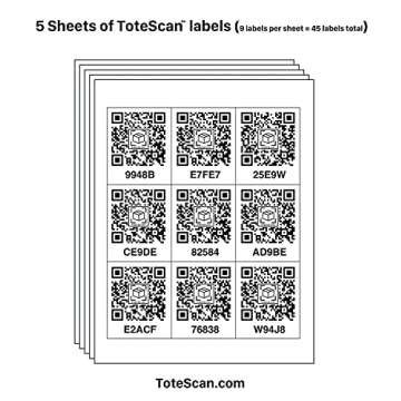 ToteScan large labels (2.5" x 3", 45 labels) and small labels (1.5"x1.5", 48 labels) value bundle
