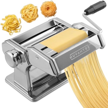 Nuvantee Pasta Maker Machine, Manual Hand Press, Adjustable Thickness Settings, Noodles Maker with W...