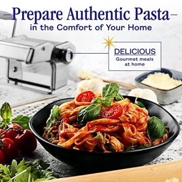 Nuvantee Pasta Maker Machine, Manual Hand Press, Adjustable Thickness Settings, Noodles Maker with Washable Aluminum Alloy Rollers and Cutter, Perfect for Spaghetti, Fettuccini, Lasagna