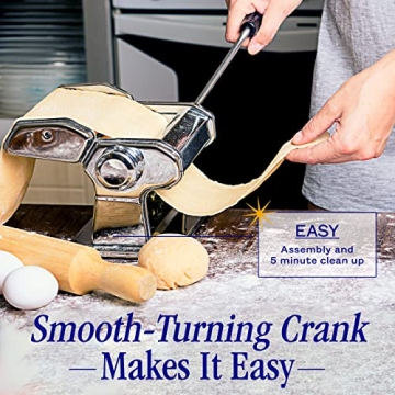 Nuvantee Pasta Maker Machine, Manual Hand Press, Adjustable Thickness Settings, Noodles Maker with Washable Aluminum Alloy Rollers and Cutter, Perfect for Spaghetti, Fettuccini, Lasagna