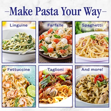 Nuvantee Pasta Maker Machine, Manual Hand Press, Adjustable Thickness Settings, Noodles Maker with Washable Aluminum Alloy Rollers and Cutter, Perfect for Spaghetti, Fettuccini, Lasagna