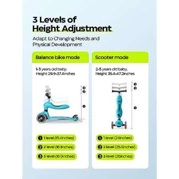 COOGHI 3-in-1 Kids Scooter with Adjustable Features