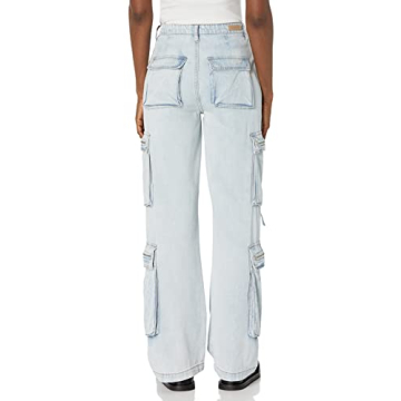 BLANKNYC Womens Oversized Cargo Tencel Denim Pants Blue Lagoon