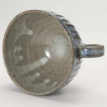 丸伊製陶 Marui Pottery Shigaraki Ware Hephamon, Blue Hagi Carving, Soup Mug