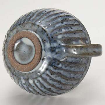 丸伊製陶 Marui Pottery Shigaraki Ware Hephamon, Blue Hagi Carving, Soup Mug