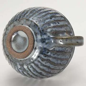 丸伊製陶 Marui Pottery Shigaraki Ware Hephamon, Blue Hagi Carving, Soup Mug