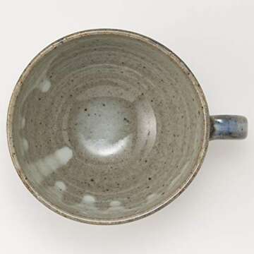 丸伊製陶 Marui Pottery Shigaraki Ware Hephamon, Blue Hagi Carving, Soup Mug