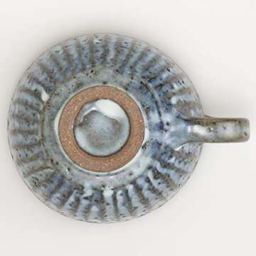 丸伊製陶 Marui Pottery Shigaraki Ware Hephamon, Blue Hagi Carving, Soup Mug