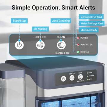 FADHOLE Nugget Ice Maker, Fast & Soft Chewable Ice Maker
