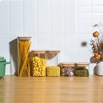 Elegant Food Storage Jars Set of 5 - Glass Containers