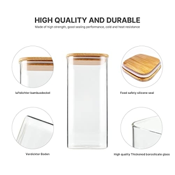 Elegant Food Storage Jars Set of 5 - Glass Containers