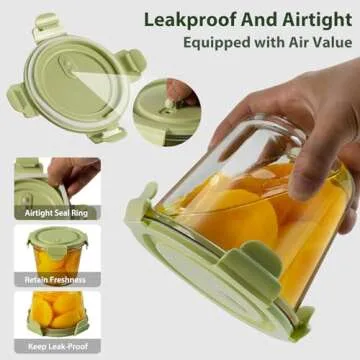 8 PCS Glass Meal Prep Containers with Lids, Airtight 3 Cup Glass Storage Containers Set, Heat-Resistant BPA-Free Containers for Soup Leftover, Microwave, Dishwasher, and Freezer Safe (4 Packs)