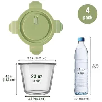 8 PCS Glass Meal Prep Containers with Lids, Airtight 3 Cup Glass Storage Containers Set, Heat-Resistant BPA-Free Containers for Soup Leftover, Microwave, Dishwasher, and Freezer Safe (4 Packs)