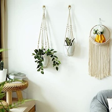 Macrame Plant Hangers with Pots 3 Pack for Indoor Plants