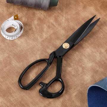Fabric Scissors 10 Inch - Dressmaking Sewing Scissors Razor Sharp High Carbon Steel Tailor's Shears for Cutting Fabrics, Leather, Material, Clothes, Altering, Sewing & Tailoring