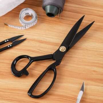 Fabric Scissors 10 Inch - Dressmaking Sewing Scissors Razor Sharp High Carbon Steel Tailor's Shears for Cutting Fabrics, Leather, Material, Clothes, Altering, Sewing & Tailoring