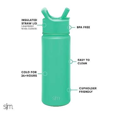 Simple Modern Kids Water Bottle with Straw Lid Vacuum Insulated Stainless Steel Metal Thermos Bottle...