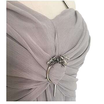 Xfang Women's Chiffon dress Halloween Cosplay Costume Grey Long Train Dress