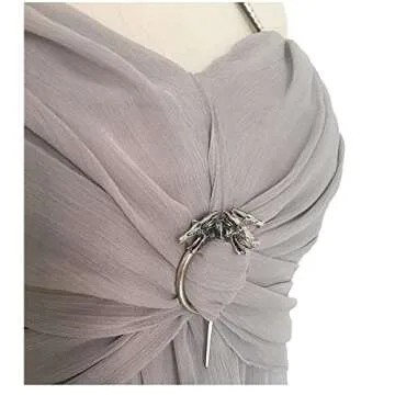 Xfang Women's Chiffon dress Halloween Cosplay Costume Grey Long Train Dress