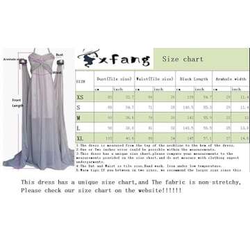 Xfang Women's Chiffon dress Halloween Cosplay Costume Grey Long Train Dress