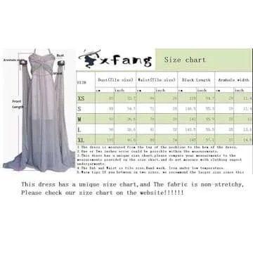 Xfang Women's Chiffon dress Halloween Cosplay Costume Grey Long Train Dress