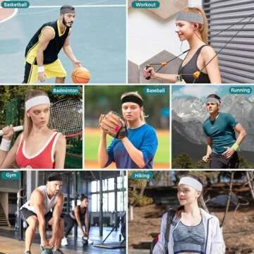 Hishexin Headbands for Women Non Slip, Stretchy Sweat Headband for Workout Yoga Running, Head Bands for Women's Hair - 8 Pack (Black White Grey)