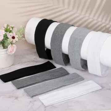 Hishexin Headbands for Women Non Slip, Stretchy Sweat Headband for Workout Yoga Running, Head Bands for Women's Hair - 8 Pack (Black White Grey)