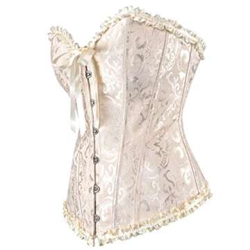 Plus Size Beige Corsets for Women Victorian Corset Vintage Floral Wedding Corset Burlesque Outfits S...