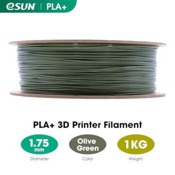 eSUN PLA+ Filament 1.75mm, 3D Printer Filament PLA Plus, Dimensional Accuracy +/- 0.03mm, 1KG Spool (2.2 LBS) 3D Printing Filament for 3D Printers, Olive Green