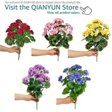 QIANYUN 2Pcs 19'' Realistic Artificial Geranium, Uv Resistant, Wedding Kitchen Garden Table Centerpieces Indoor Outdoor Decor (Red Geranium Flower)