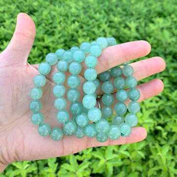 Adabele Real Natural Green Aventurine Gemstone Beaded Bracelet 7 inch Stretch Chakra Healing Crystal...