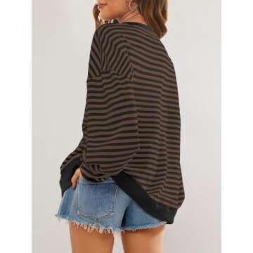 SENSERISE Women's Oversized Striped Sweatshirt - Chic Comfort